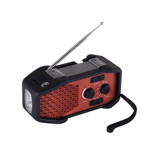 portable emergency hand crank winding charge wind up usb solar am-fm flashlight radio with smart phone charger