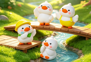 Statuette in Resina di Paperelle in Miniatura 3D per Giardino delle Fate, Giocattolo per Scenari di Fattoria e Laghetto, Companione Kawaii per Slime e Pasta Modellabile - Product Image 5