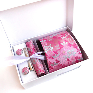 Paisley Floral Cravate De Luxe En Soie Hommes Cravate Ensemble Poche Carré Boutons De Manchette Clip Pin Cravate Ensemble dans Boîte Cadeau Fête De Mariage Cou Cravates - Product Image 4