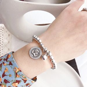 S925 Sterling Silver Queen Head Round <b>Bracelet</b> With Diamond Bezel Setting For Women Everyday Wear - Product Image 5