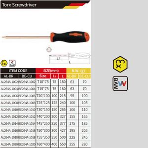 WEDO BAM ATEX FM Certificate Non-sparking Aluminium Bronze Beryllium Copper <strong>Torx</strong> <strong>Screwdriver</strong> - Product Image 3