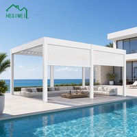 Pergola à toit à persiennes HESIWEI en aluminium motorisée, pare-soleil pour hôtel, restaurant, terrasse
