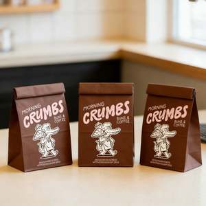 Sacs en papier personnalisés avec logo imprimé, qualité alimentaire, pour boulangerie, biscuits, pain, snacks, papier blanc - Product Image 2