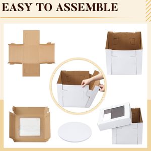 Cajas de pastel de cartón corrugado resistente al agua de alta calidad, cubo cuadrado ecológico, ventanas transparentes para comida, pastel, postre - Product Image 4