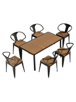 Ensemble de chaises de table de jardin en bois anticorrosif moderne carré/rectangle crème solaire pour hôtels balcons cours de loisirs