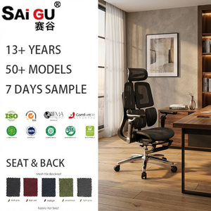 Chaise de bureau exécutive ergonomique SAIGU de pointe avec dossier en maille noir, soutien lombaire en forme de S et <span class=keywords><strong>repose</strong></span>-pieds <span class=keywords><strong>intégré</strong></span> - Product Image 1
