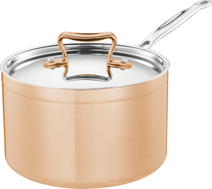 Casserole en acier inoxydable avec poignée en or rose de luxe, pot à lait avec accent en cuivre et couvercle en verre - Product Image 2