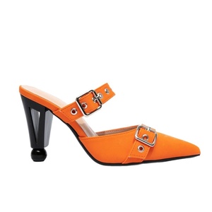 Lady's Ankle Buckle Pointed Toe Slip-On Bridal Orange Thin Heels Arch Support <b>Shoes</b> Breathable Summer Autumn for Formal Events - Product Image 5