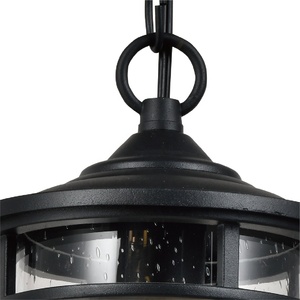 ET-002 Gros Fer En Plein Air Jardin Pendentif Lampe Plafonnier avec Finition Noire et Semences Cylindre En Verre Ombre IP44 E26/E27 - Product Image 4
