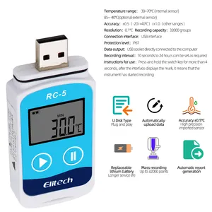 RC-5 32000 Punkte Kapazität Digital USB Recorder Temperatur Datenlogger für Logistik und Kühlkette