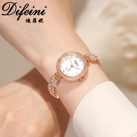 Jam Tangan Desain Bunga Rose Gold untuk Wanita dengan Zircon Diamond Quartz MOP, Mesin Jepang