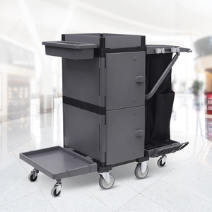 Carrito de limpieza multiusos para habitaciones de Hotel profesional con ruedas Proveedor de carrito de fregado de plástico - Product Image 3