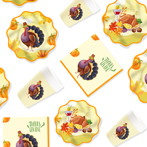 ชุดอุปกรณ์บนโต๊ะอาหารวันขอบคุณพระเจ้าลายฟักทองและไก่งวง DAMAI ชุดจานกระดาษ แก้วกระดาษ ผ้าเช็ดปาก ของใช้บนโต๊ะอาหารแบบใช้แล้วทิ้งสำหรับงานเทศกาล - Product Image 4