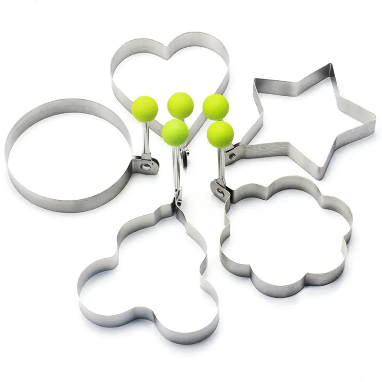5 Pcs/Set Stainless Steel Egg Fry Mold Cook Ring Egg Mold Metal Durable Egg Fried Tools