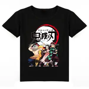 Sromda Baumwolle Jungen T-Shirt Anime Demon Slayer Kurzarm T-Shirts für Kinder Baby Jungen T-Shirt für den Sommer