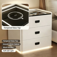 Table de chevet intelligente avec chargeur sans fil, verrouillage par mot de passe, haut-parleur Bluetooth, lumière LED, pour la maison et l'hôtel, vente en gros