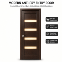 Porte d'entrée moderne anti-effraction avec insert en verre dépoli et finition bois pour maison, villa, appartement – Vente en gros directe usine
