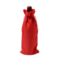 Vente en gros de bouteilles de vin rouge de 750ml emballage de champagne en lin sac à cordon de jute de Noël avec motif en lin style lettre