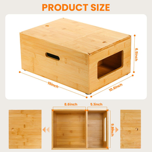 Eco-friendly Bamboo Drawer Organizer Bamboo Storage Box for <strong>Tidy</strong> <strong>Kitchen</strong> or Bathroom for Living Room Use - Product Image 5
