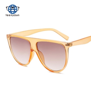 Teenyoun <span class=keywords><strong>Kim</strong></span> <span class=keywords><strong>Kardashian</strong></span> lunettes de soleil femmes rétro plat haut surdimensionné lunettes de soleil carré pilote luxe concepteur grandes nuances noires - Product Image 3