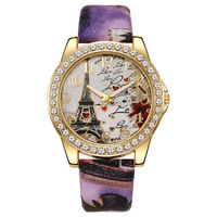 Montre pour femme à bracelet imprimé motif serpent, design Tour Eiffel de Paris, analogique-numérique à quartz, style transfrontalier Europe-Amérique