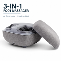 Masseur de pieds à compression d'air gris avec pétrissage et chaleur, 3 modes pour usage domestique