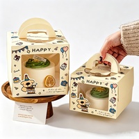 Emballage pour desserts, emballage cadeau de Noël, boîte à pâtisserie, boîte à gâteau d'anniversaire avec impression de logo personnalisé, fenêtre transparente en PET, poignée portable