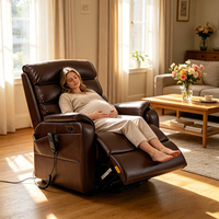 Canapé inclinable manuel Power Lift pour personnes âgées avec massage, chauffage lombaire, position plate à 160 degrés, cuir véritable, design moderne