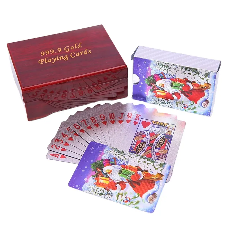 Jinayon بيع بالجملة مخصص الطباعة الملونة عيد الميلاد الترفيه البلاستيك/بطاقات اللعب البلاستيكية للماء بطاقة المجلس لعبة