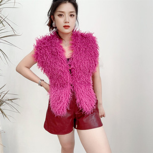 <span class=keywords><strong>Gilet</strong></span> <span class=keywords><strong>long</strong></span> en fausse fourrure mongole au design classique personnalisé pour femme, style streetwear hiver, motif uni, vêtement d'extérieur tendance pour femme - Product Image 2
