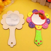 Miroirs en bois miniatures à peindre soi-même, matériau MDF non fini, forme de fleur, design mignon pour les enfants, activité de bricolage, interaction parent-enfant