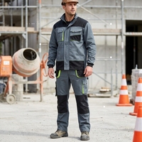 Combinaison de travail industrielle personnalisable en 2 pièces pour hommes, ensemble salopette et veste contrastées, uniforme de travail de sécurité