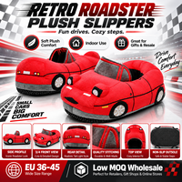 Chaussons en peluche rétro JDM Racing Car unisexes, chauds pour l'intérieur, avec phares rétractables, cadeau d'hiver original pour les amateurs de voitures