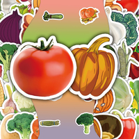 60 Uds. Hoja de pegatinas de verduras de dibujos animados promoción personalizada vinilo impermeable Graffiti brócoli pegatinas diario álbum de recortes para niños