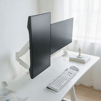 Support de moniteur double bras réglable avec tête rotative et pince de bureau, bras de levage à hauteur réglable pour le bureau et le gaming