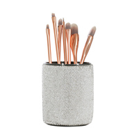 Boîte de rangement de bureau en cristal, pot cloutée de maquillage pour pinceau, pot porte-stylo en cristal