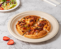 Assiettes à pizza jetables rondes de 9 pouces, 100 % compostables, écologiques, sans BPA, en pulpe de bagasse de canne à sucre, pour le stockage des aliments