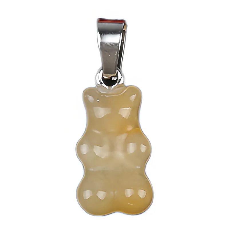 Pingente de pedra natural para fazer joias, pingente minimalista feito à mão com gota de jade amarelo esculpido por atacado