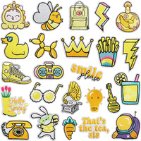 Veste de dessin animé animal mignon jaune de sublimation de haute qualité en gros broderie fer sur des patchs pour vestes