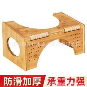 <b>Bamboo</b> Footstool Anti Slip Thickened Toilet <b>Stool</b> For Adults And Kids Bathroom Use - Product Image 1