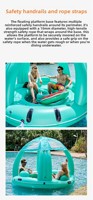 Île flottante gonflable géante surdimensionnée avec auvent, flotteur à chevaucher pour adultes, amusement, matériau PVC personnalisé 250x250x170cm