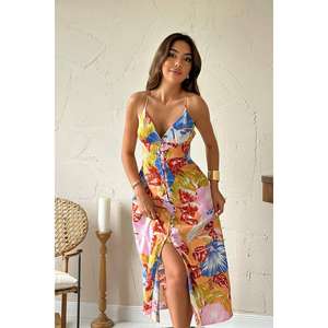 เดรสชีฟองสีน้ำเงินแบบขายส่ง ทรงสลิปเปิดหลัง คอไขว้ เอวธรรมชาติ ระบายอากาศได้ดี เหมาะสำหรับงานค็อกเทล - Product Image 4