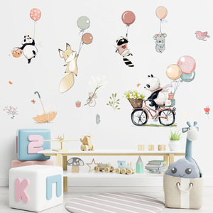 <span class=keywords><strong>Adesivi</strong></span> <span class=keywords><strong>Murali</strong></span> Rimovibili in PVC con Animali e Panda per Camerette - Decorazione Murale in PVC con Palloncini e Biciclette - Product Image 3