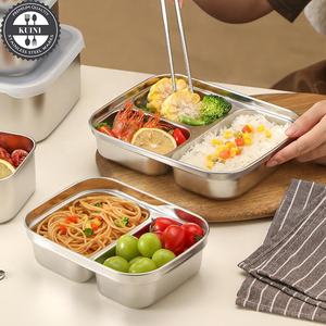304 Edelstahl Lunchbox mit Silikondeckel, Mikrowellen- und Kühlschrankgeeignet, Auslaufsicherer Mahlzeitenbehälter für Unterwegs - Product Image 4