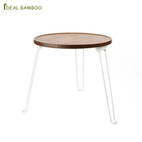 Table à thé en bois massif durable pliable pour la maison et le camping avec pieds en métal