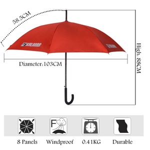 Custom Personal Red Windproof Straight UV Anti <b>Umbrella</b> Modern Design with Fiberglass Frame Personalized Printing Option - Product Image 6