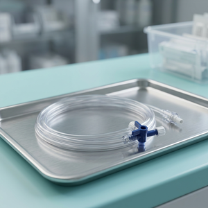 Tubo de Extensión IV con Válvula de 3 Vías Estéril FLO ON T 1814 para Equipo de Infusión Hospitalaria - Product Image 1