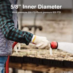 Tuyau d'arrosage robuste de 7,6 m x 1,6 cm avec <span class=keywords><strong>raccords</strong></span> mâle-femelle, flexible, pour jardin, haute résistance, avec dévidoir - Product Image 6