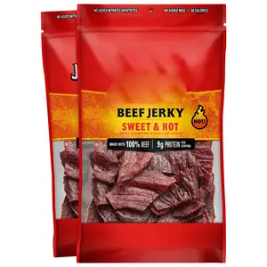 Großhandel Lebensmittel qualität Custom Printed 3 Seiten dichtung Flacher Reiß verschluss Kunststoff Druck verschluss Getrocknetes Fleisch Biltong Lebensmittel verpackungs tasche Beef Jerky Bag