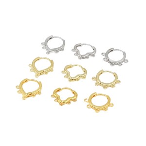 Pendientes de tres orificios chapados en oro de 18 quilates y cobre que conserva el color, pendientes de aro con múltiples orificios, pendientes de cinco anillos. - Product Image 5